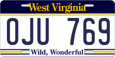 WV license plate OJU769
