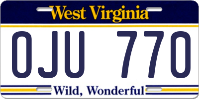 WV license plate OJU770