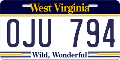 WV license plate OJU794