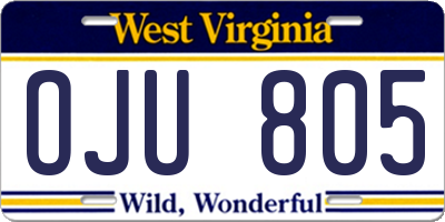 WV license plate OJU805