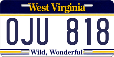 WV license plate OJU818