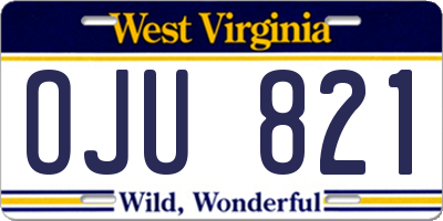 WV license plate OJU821