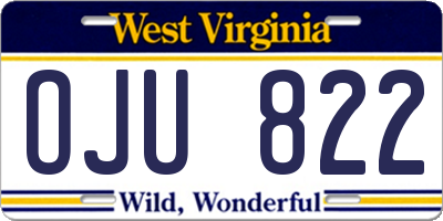 WV license plate OJU822