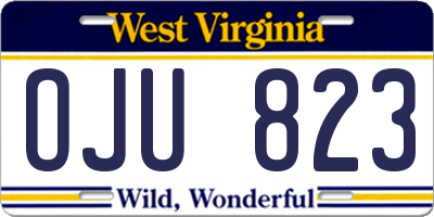 WV license plate OJU823
