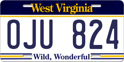 WV license plate OJU824