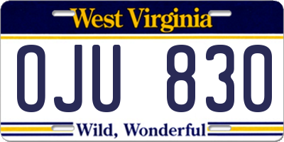 WV license plate OJU830
