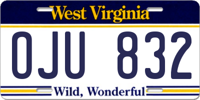 WV license plate OJU832
