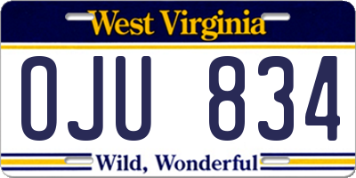 WV license plate OJU834