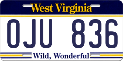 WV license plate OJU836