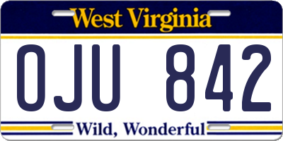 WV license plate OJU842