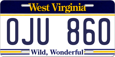 WV license plate OJU860