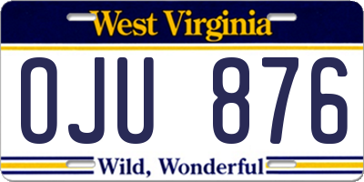 WV license plate OJU876