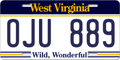WV license plate OJU889