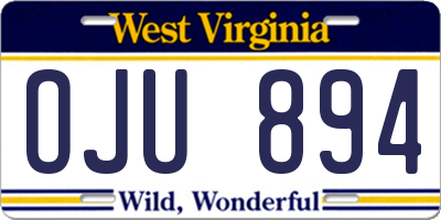 WV license plate OJU894