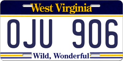 WV license plate OJU906