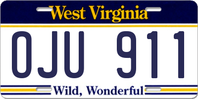WV license plate OJU911