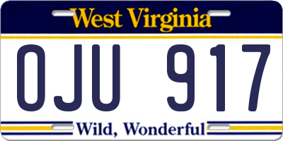 WV license plate OJU917