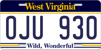 WV license plate OJU930