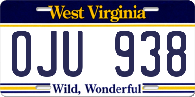 WV license plate OJU938