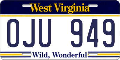 WV license plate OJU949