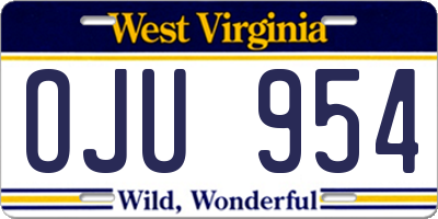 WV license plate OJU954