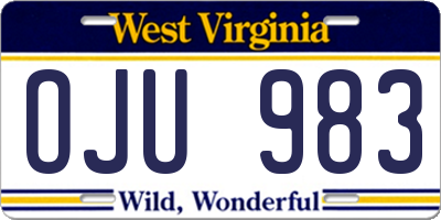 WV license plate OJU983