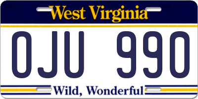 WV license plate OJU990