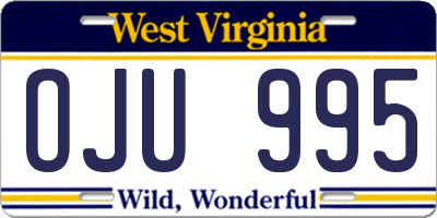 WV license plate OJU995