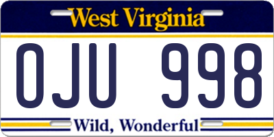 WV license plate OJU998