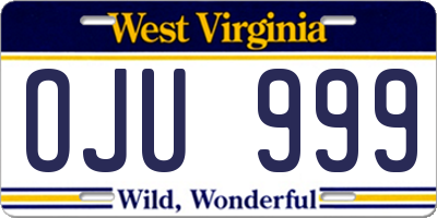 WV license plate OJU999