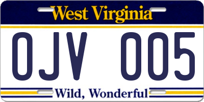 WV license plate OJV005