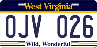 WV license plate OJV026
