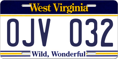 WV license plate OJV032