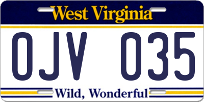 WV license plate OJV035