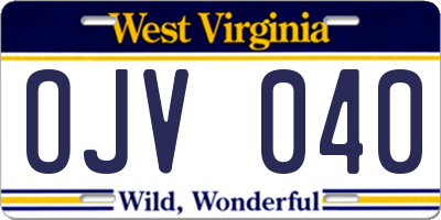 WV license plate OJV040