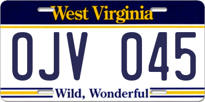 WV license plate OJV045