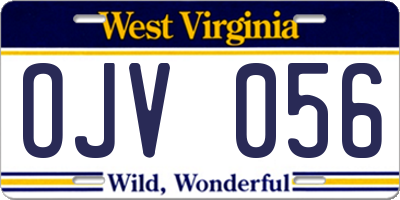 WV license plate OJV056