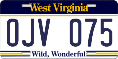 WV license plate OJV075