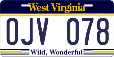 WV license plate OJV078