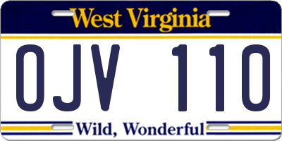 WV license plate OJV110