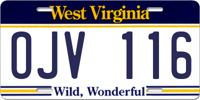 WV license plate OJV116