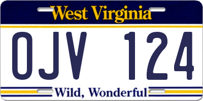 WV license plate OJV124