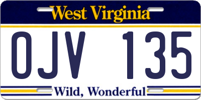 WV license plate OJV135
