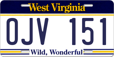 WV license plate OJV151