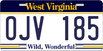 WV license plate OJV185