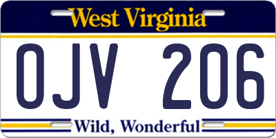 WV license plate OJV206
