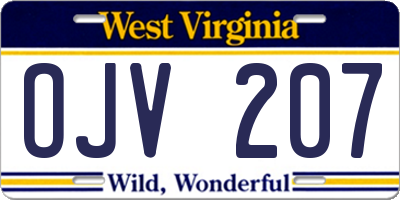 WV license plate OJV207