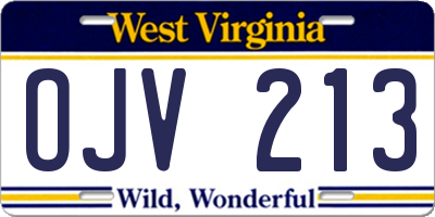 WV license plate OJV213