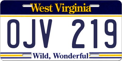 WV license plate OJV219