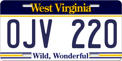 WV license plate OJV220